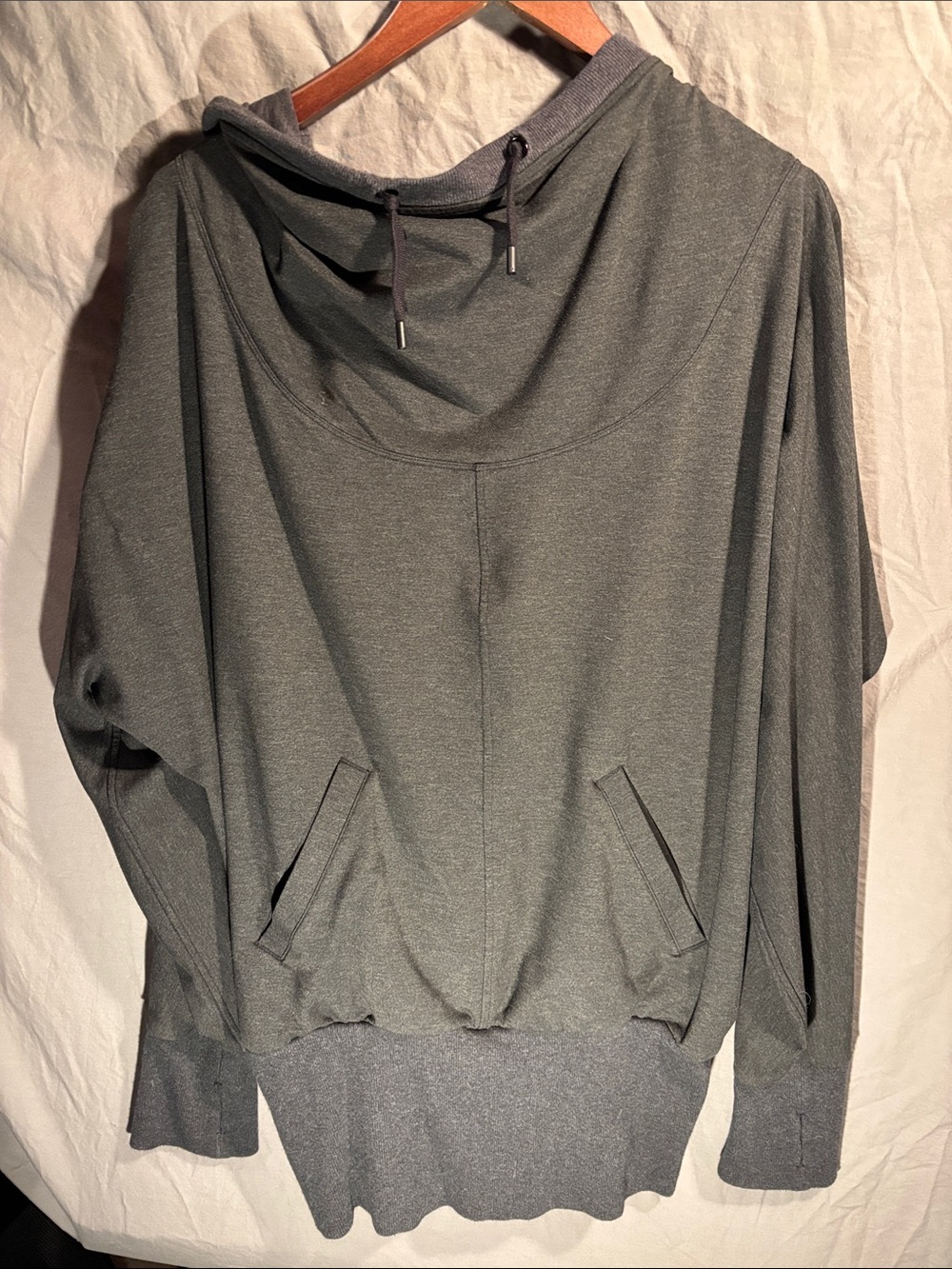 lululemon athletica Olive Gray Cowl Neck Hooded Sweater